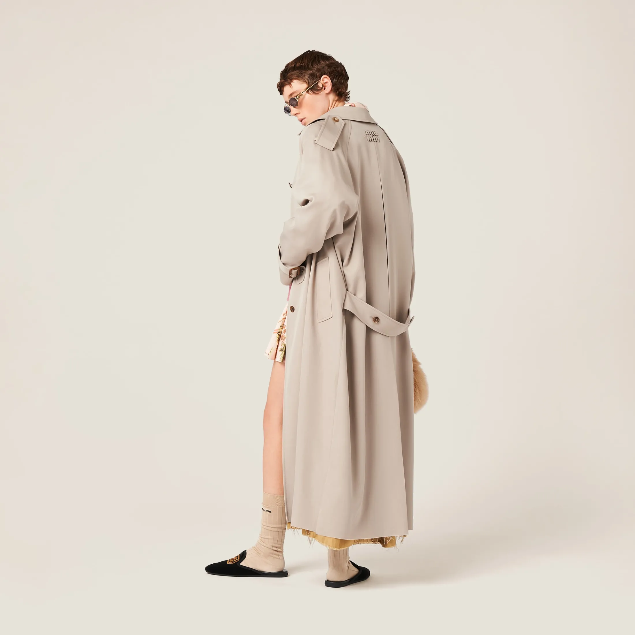 Cord Single-breasted Gabardine Coat | Miu Miu