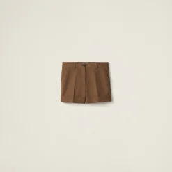 Cork Beige Gabardine Bermudas | Miu Miu