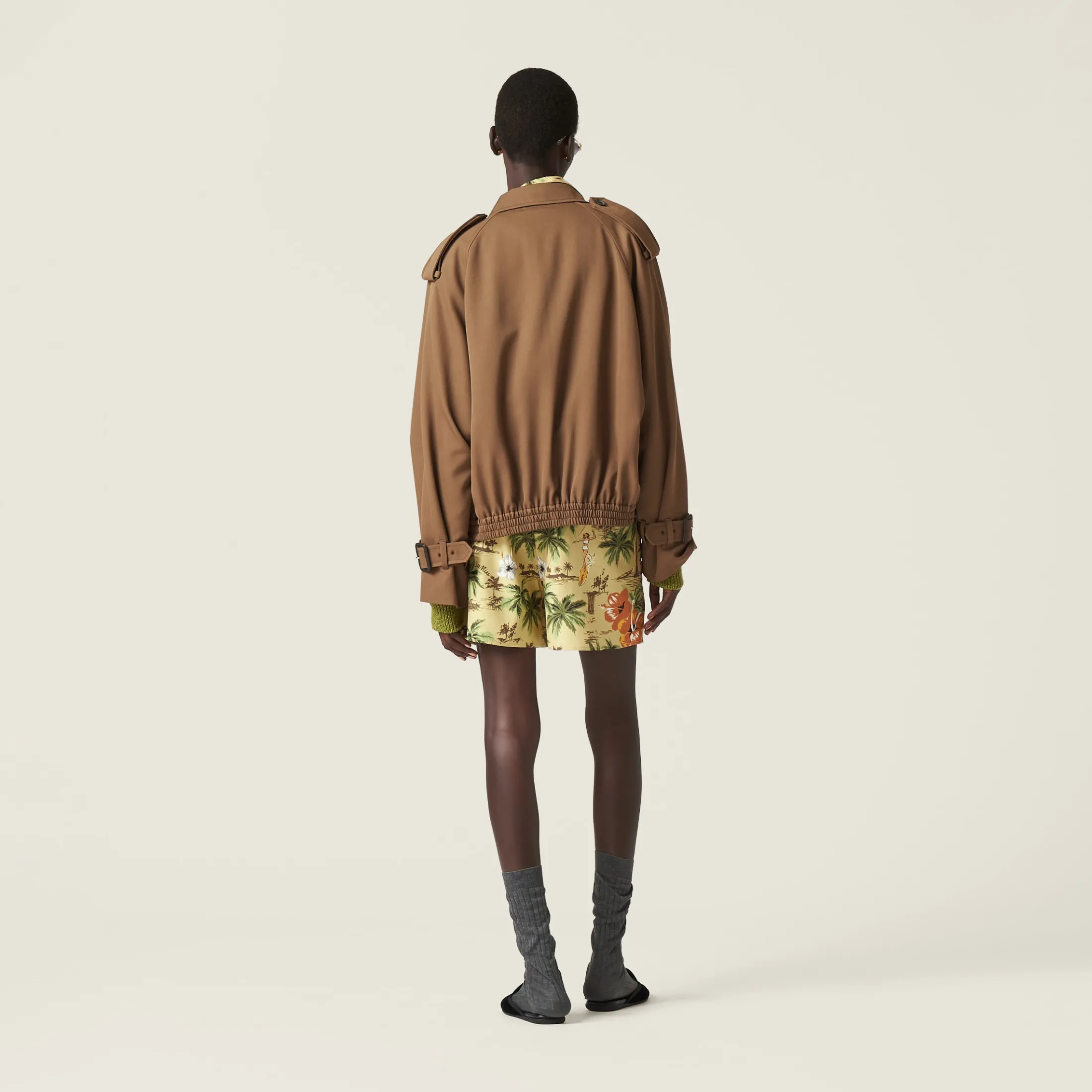 Cork Beige Gabardine Blouson Jacket | Miu Miu