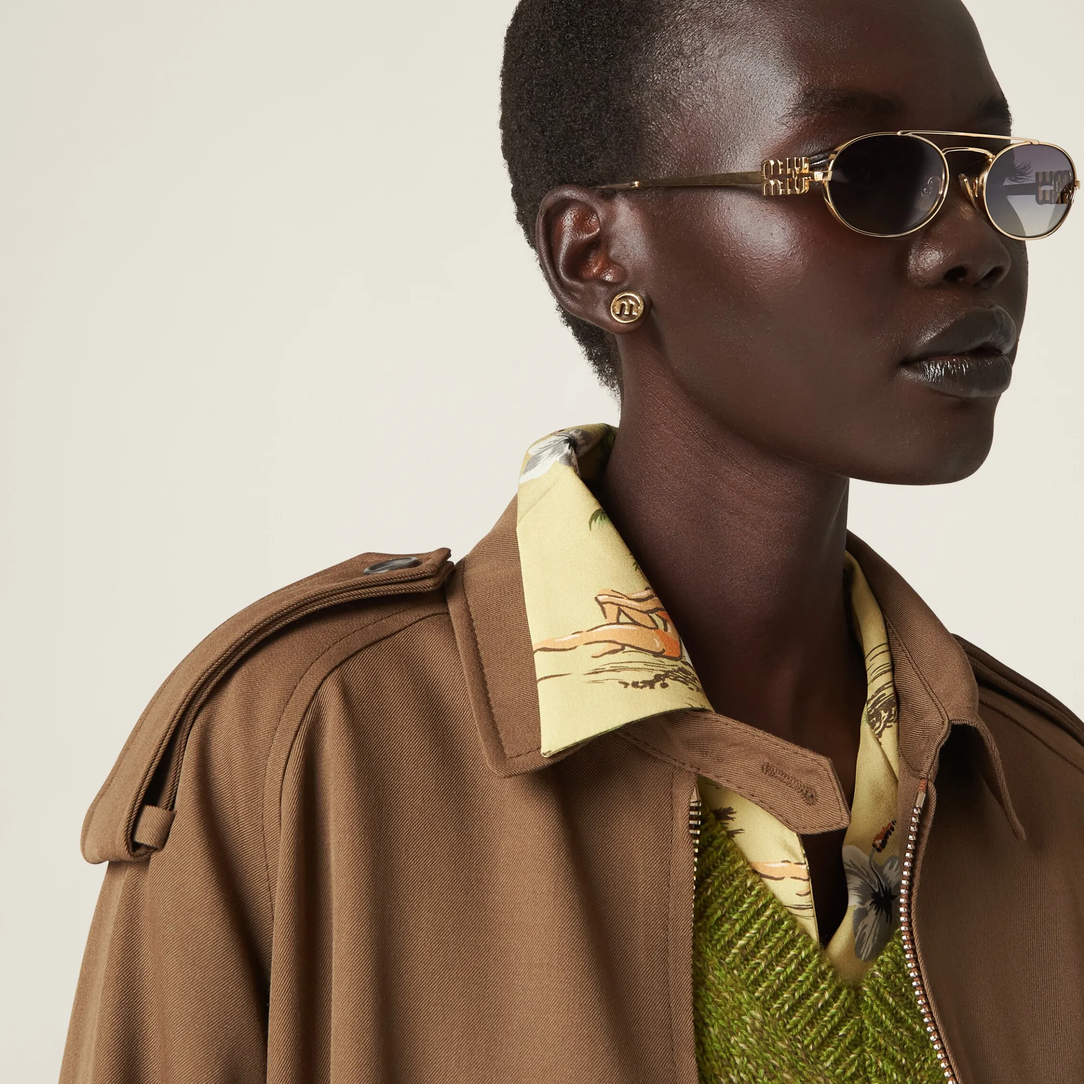 Cork Beige Gabardine Blouson Jacket | Miu Miu