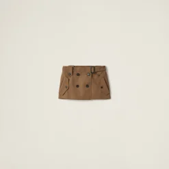 Cork Beige Gabardine Miniskirt | Miu Miu