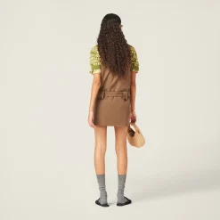 Cork Beige Gabardine Mini-dress | Miu Miu