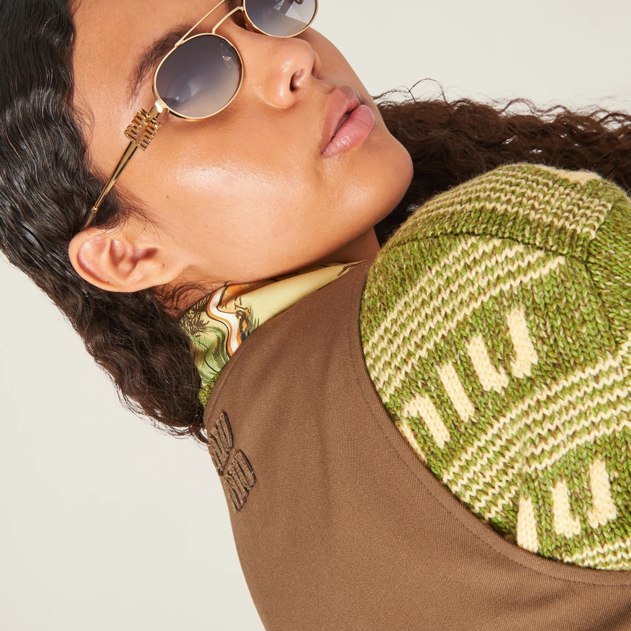 Cork Beige Gabardine Mini-dress | Miu Miu