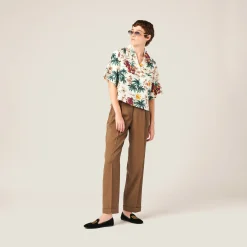 Cork Beige Gabardine Pants | Miu Miu