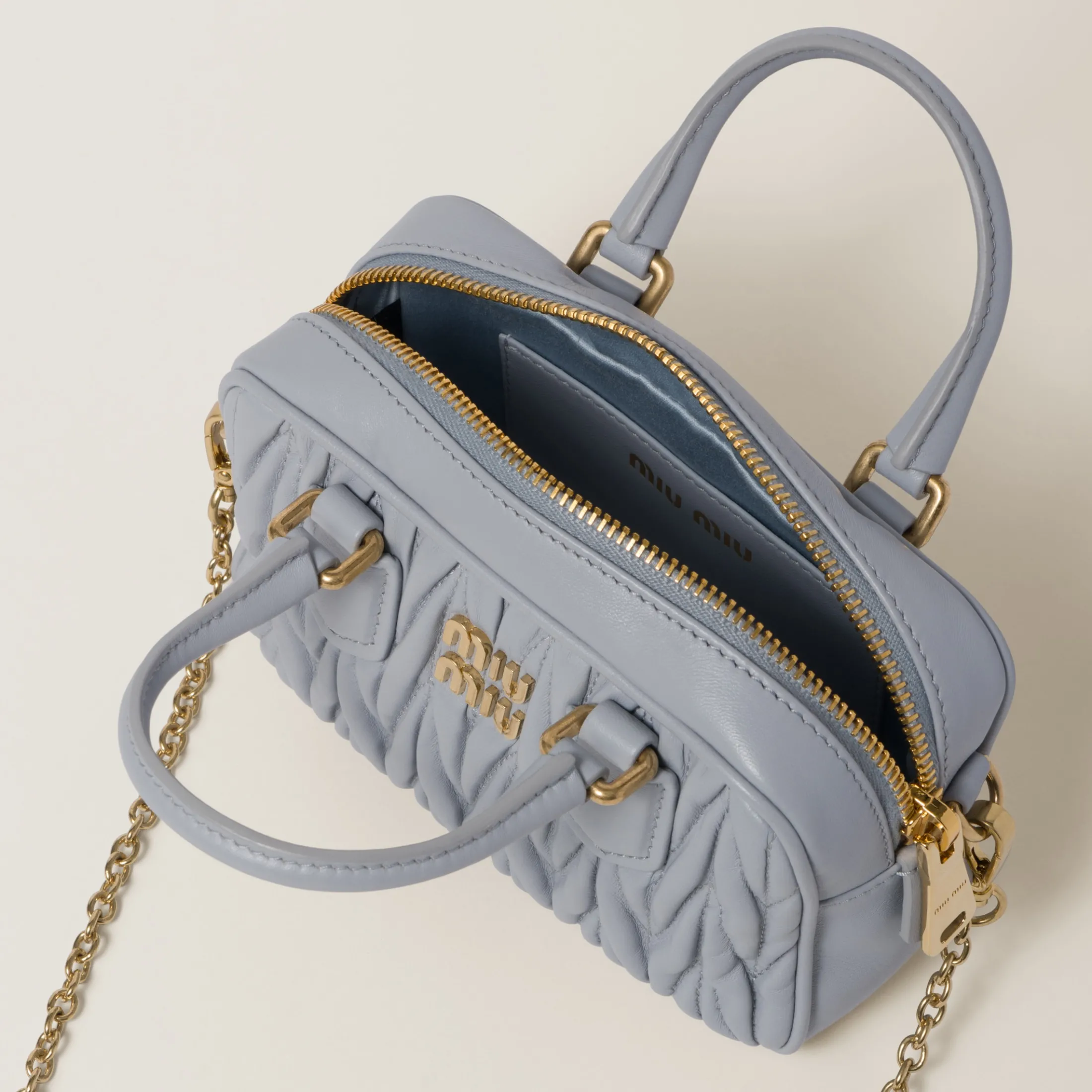 Cornflower Arcadie Matelassé Nappa Leather Mini-bag | Miu Miu