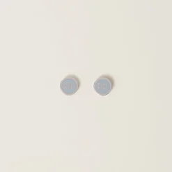 Cornflower Blue Enameled Metal Earrings | Miu Miu