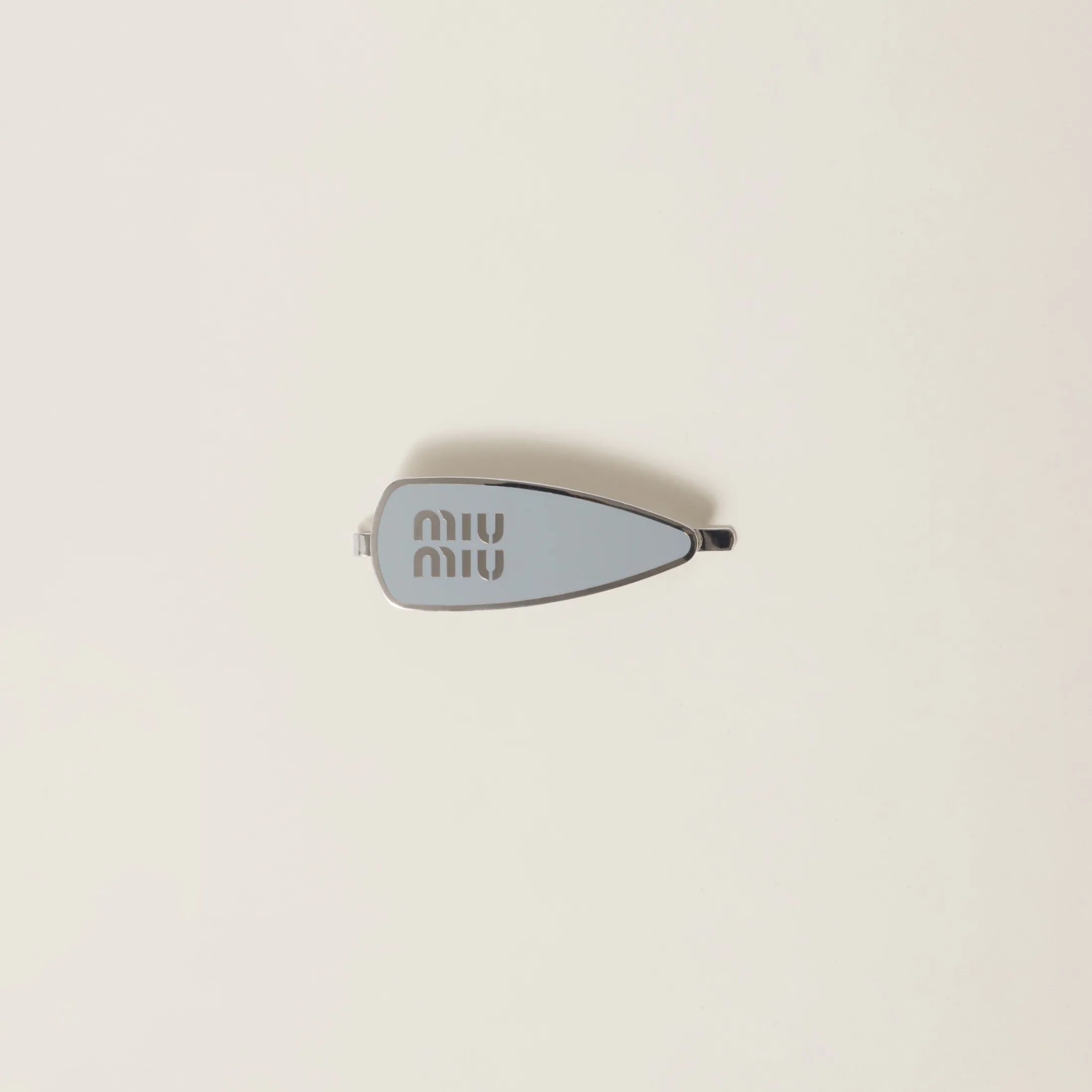 Cornflower Blue Enameled Metal Hair Clip | Miu Miu