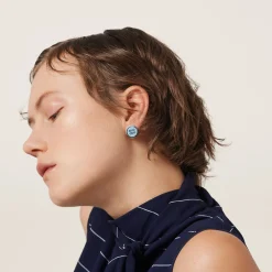 Cornflower Blue Enameled Metal Earrings | Miu Miu