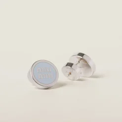 Cornflower Blue Enameled Metal Earrings | Miu Miu