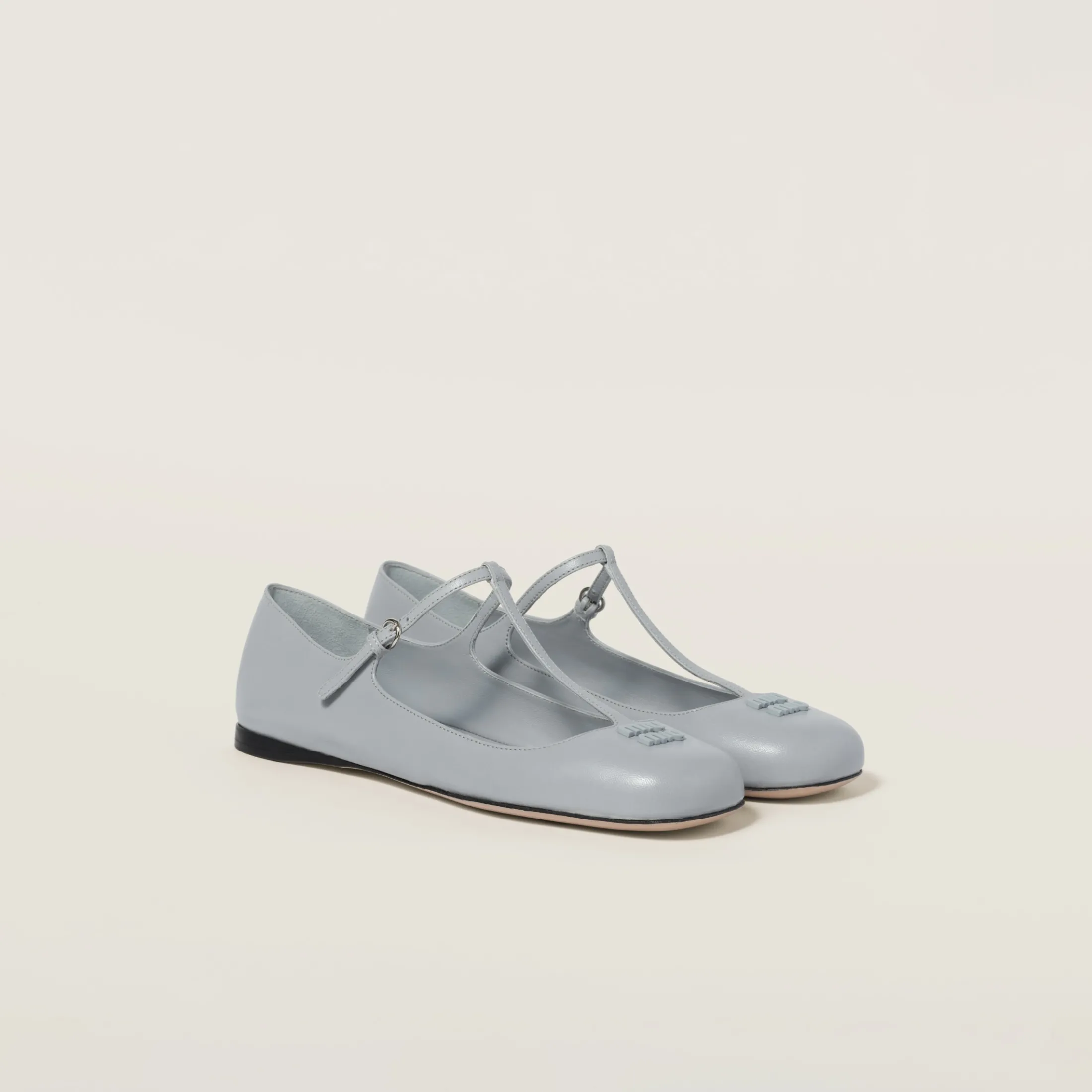 Cornflower Leather Ballerinas | Miu Miu