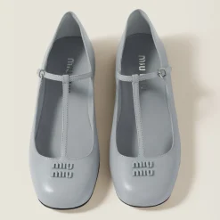 Cornflower Leather Ballerinas | Miu Miu