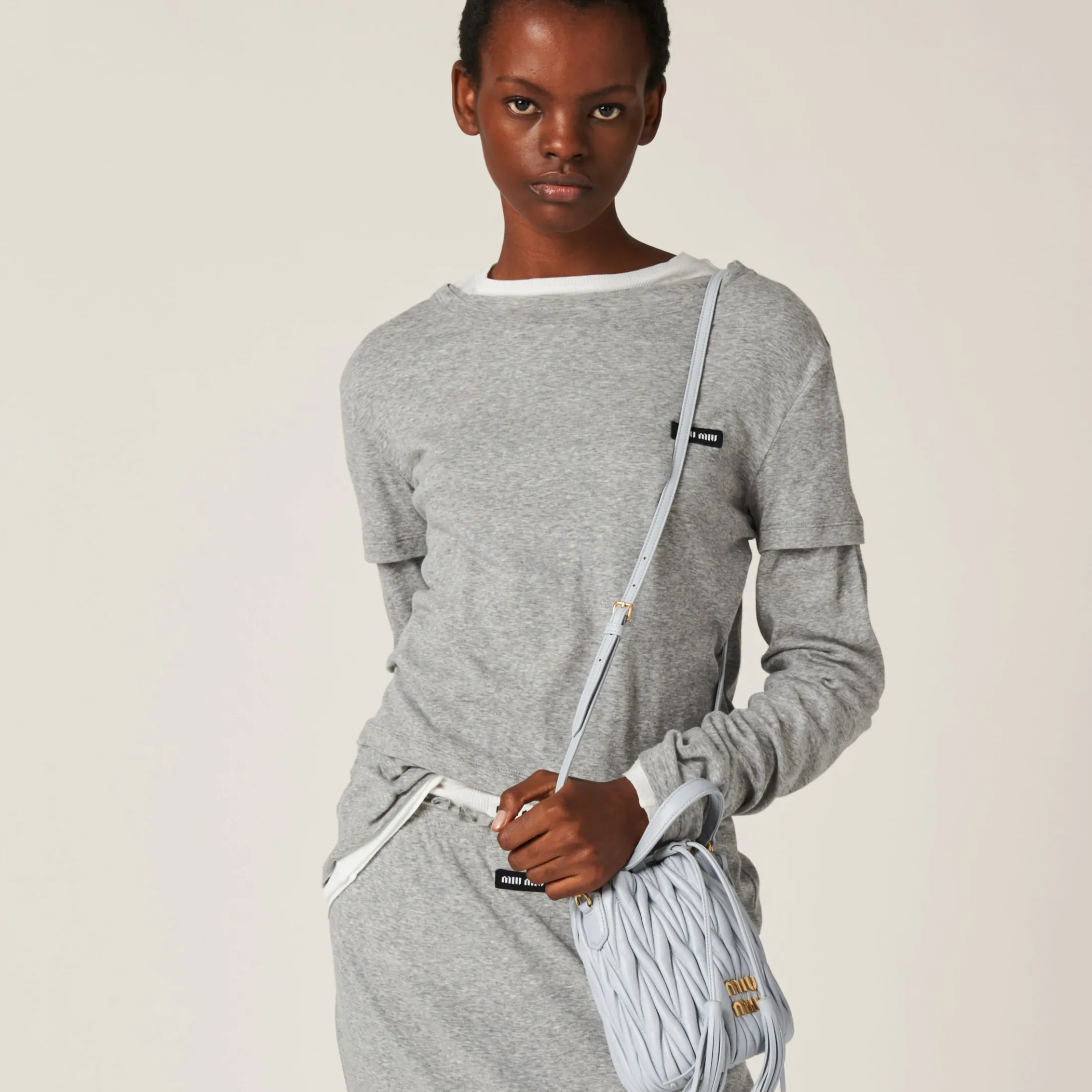 Cornflower Matelassé Nappa Leather Bucket Bag | Miu Miu