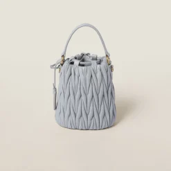 Cornflower Matelassé Nappa Leather Bucket Bag | Miu Miu