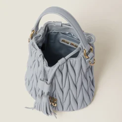 Cornflower Matelassé Nappa Leather Bucket Bag | Miu Miu