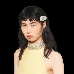 Cornflower Patent Leather Hair Clip | Miu Miu