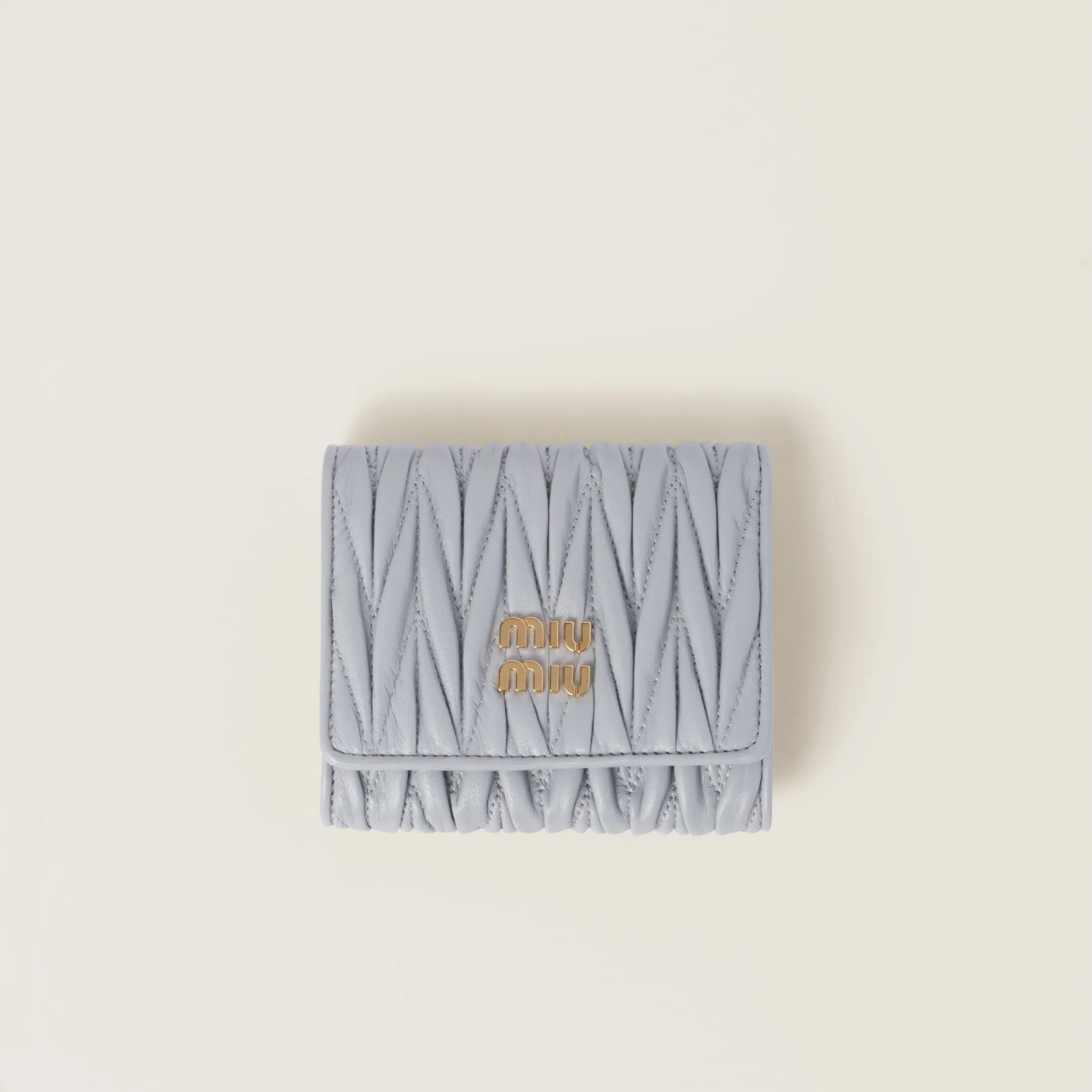Cornflower Small Matelassé Nappa Leather Wallet | Miu Miu