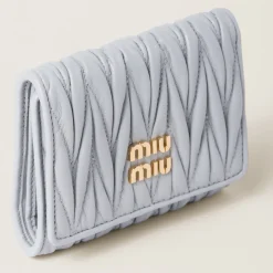 Cornflower Small Matelassé Nappa Leather Wallet | Miu Miu