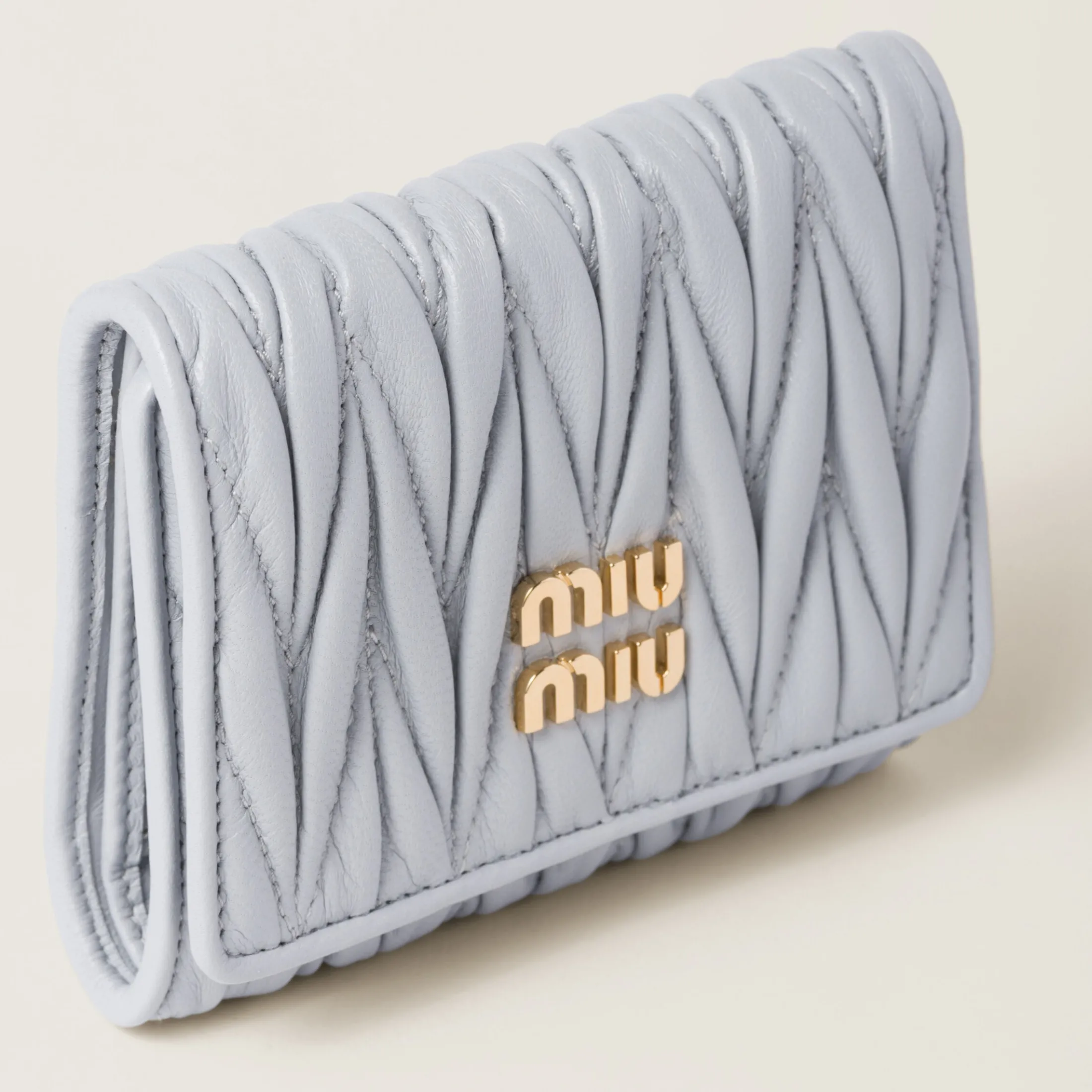 Cornflower Small Matelassé Nappa Leather Wallet | Miu Miu