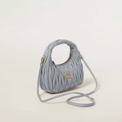 Cornflower Wander Matelassé Nappa Leather Hobo Bag | Miu Miu