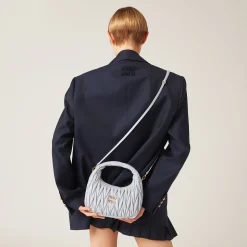 Cornflower Wander Matelassé Nappa Leather Hobo Bag | Miu Miu
