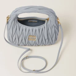 Cornflower Wander Matelassé Nappa Leather Hobo Bag | Miu Miu