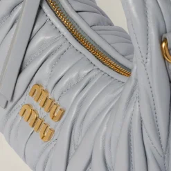 Cornflower Wander Matelassé Nappa Leather Hobo Mini-bag | Miu Miu