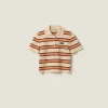 Cream Silk And Cotton Knit Polo Shirt | Miu Miu