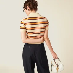 Cream Silk And Cotton Knit Polo Shirt | Miu Miu