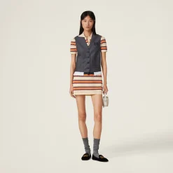 Cream Silk And Cotton Polo Dress | Miu Miu