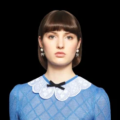 Cream/cristal Pendant Earrings With Crystals And Pearls | Miu Miu