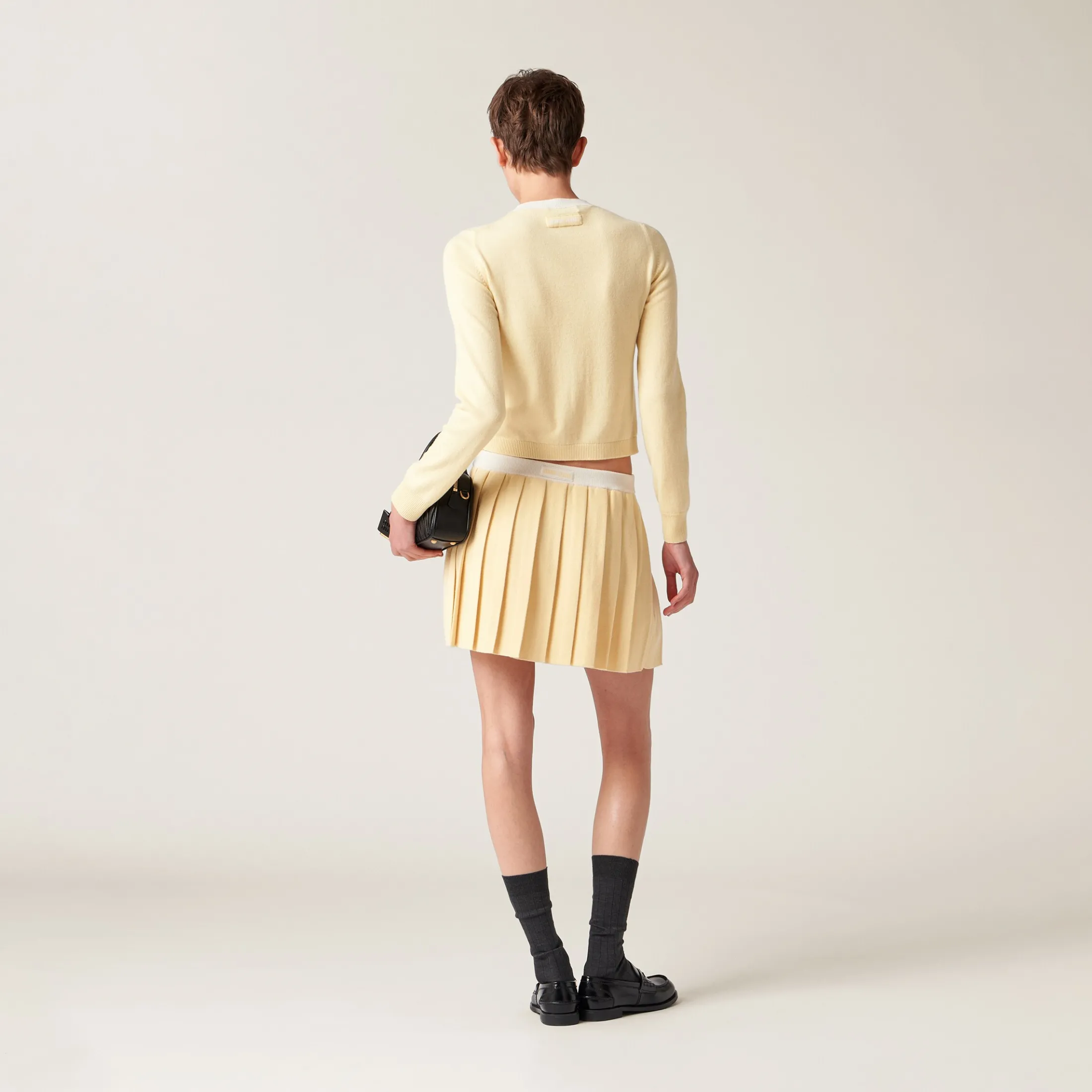 Cream/white Cashmere Miniskirt | Miu Miu