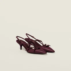 Crimson Patent Leather Slingbacks With Buckles | Miu Miu