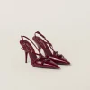 Crimson Patent Leather Slingbacks With Buckles | Miu Miu