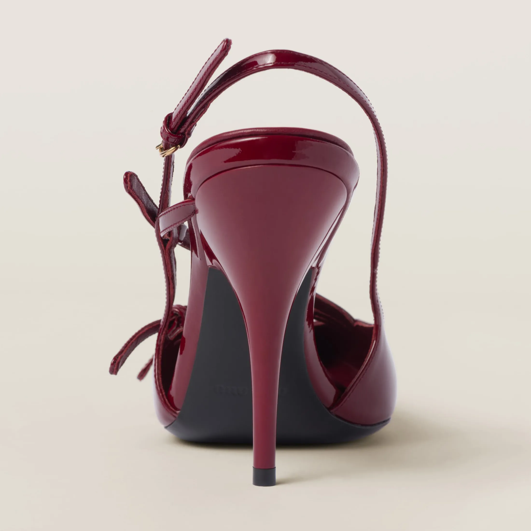 Crimson Patent Leather Slingbacks With Buckles | Miu Miu