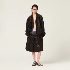 Dark Brown Nappa Suede Jacket | Miu Miu