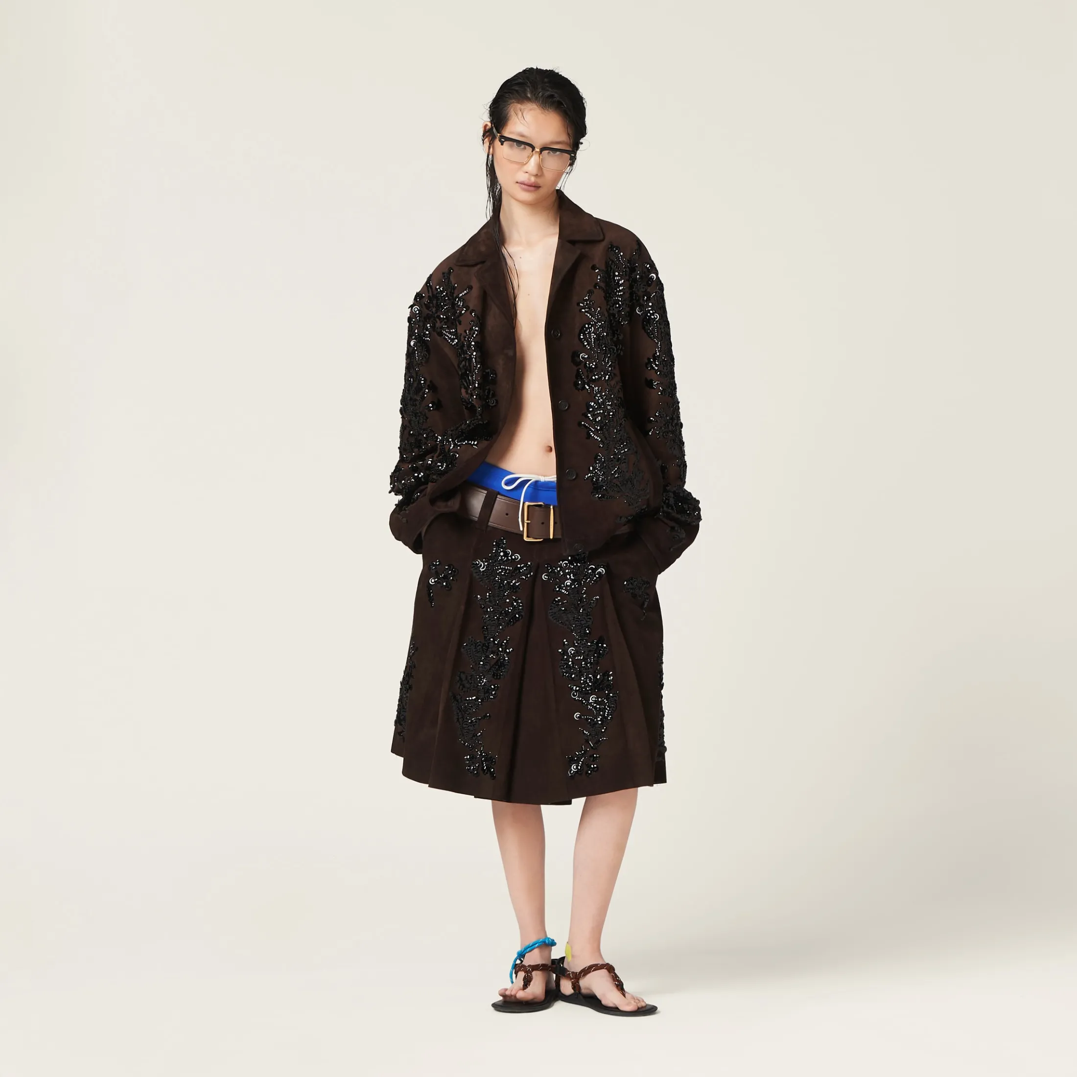 Dark Brown Nappa Suede Jacket | Miu Miu