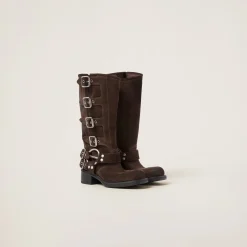Dark Brown Suede Boots | Miu Miu
