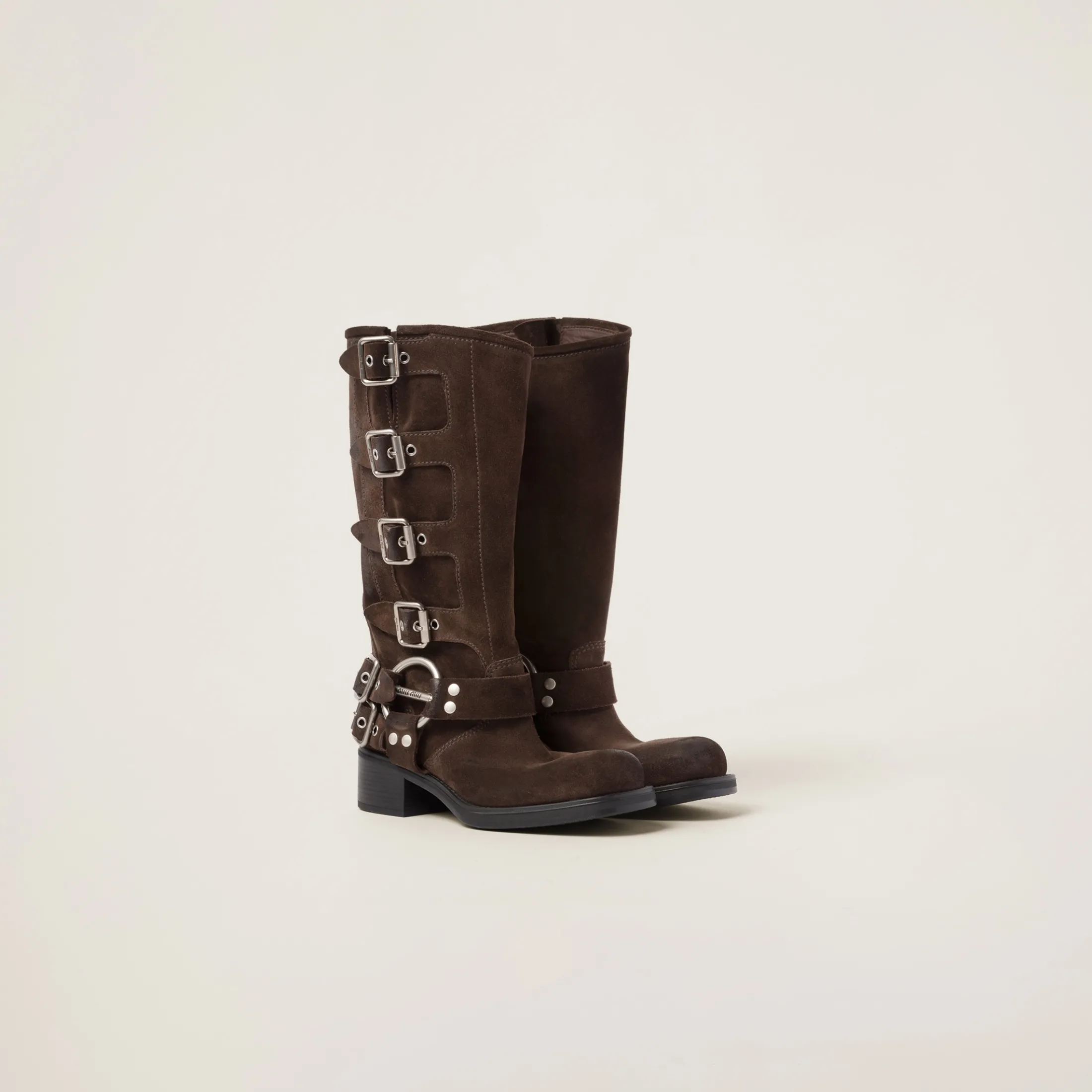Dark Brown Suede Boots | Miu Miu