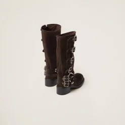 Dark Brown Suede Boots | Miu Miu