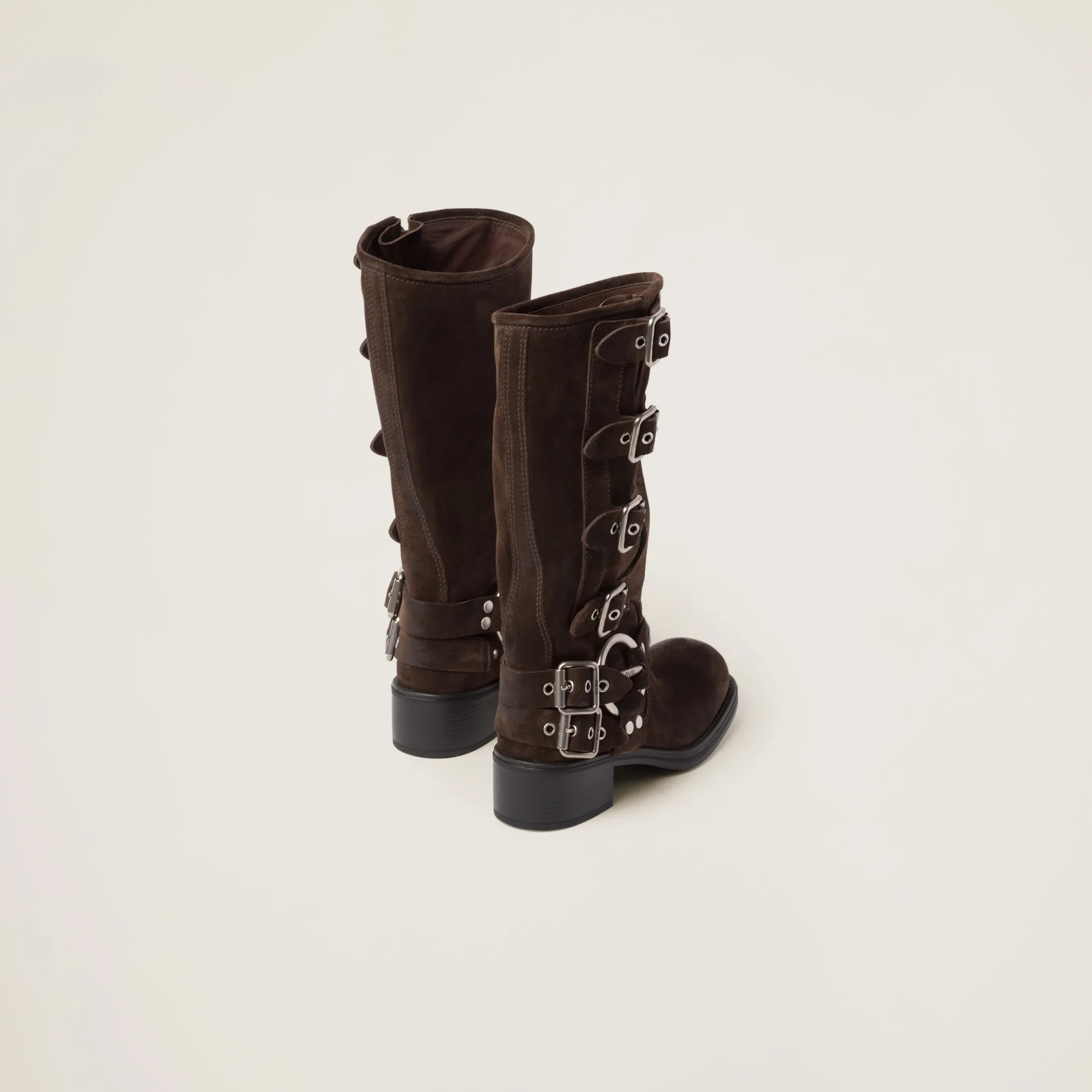 Dark Brown Suede Boots | Miu Miu