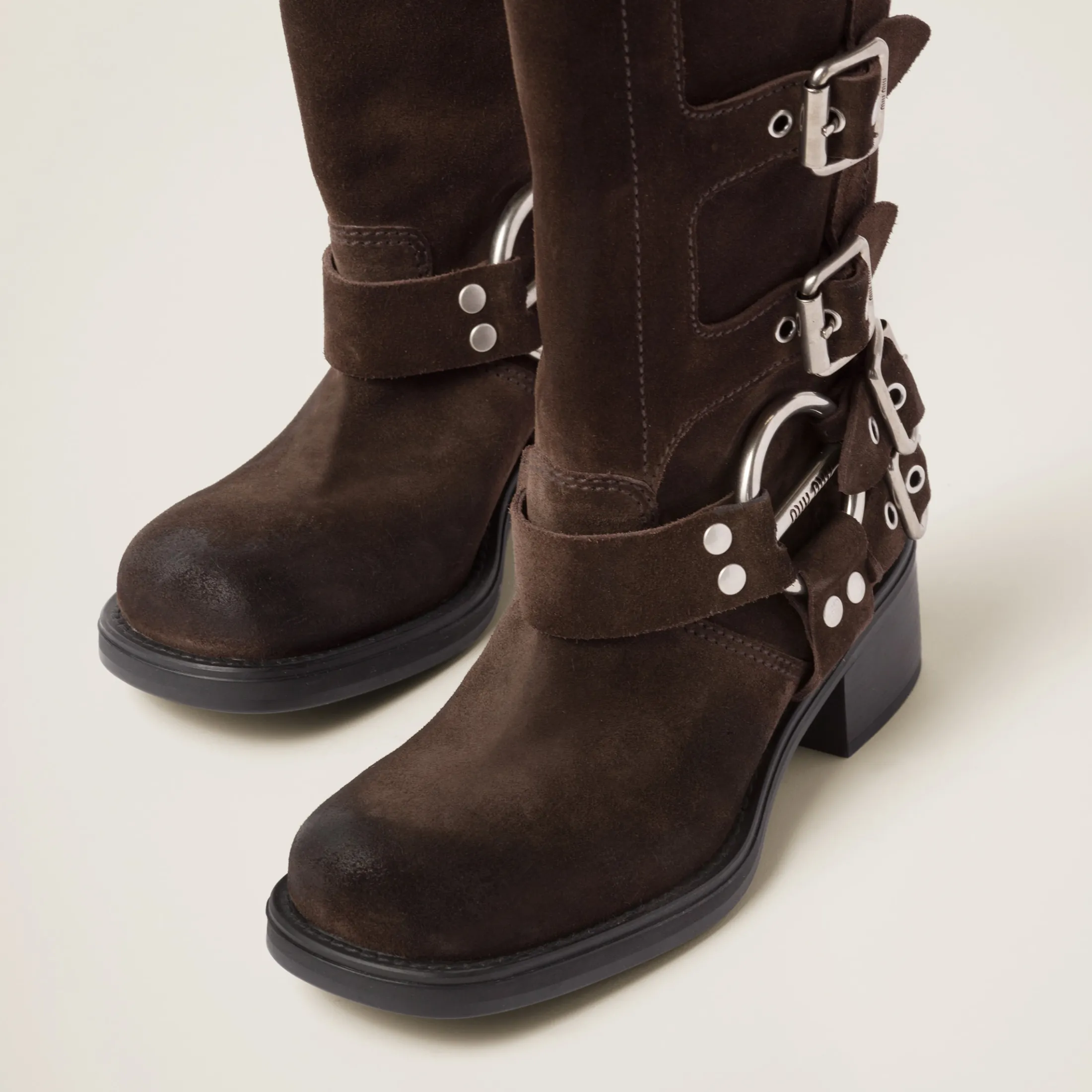 Dark Brown Suede Boots | Miu Miu