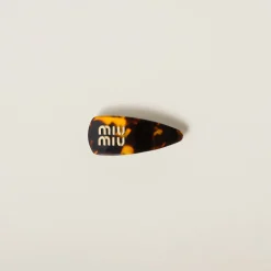 Dark Tortoiseshell Plexiglas Hair Clip | Miu Miu