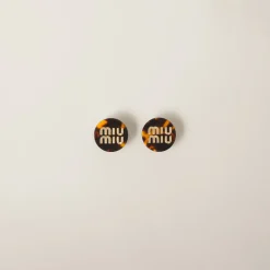 Dark Tortoiseshell Plexiglas Earrings | Miu Miu