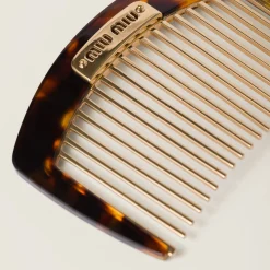 Dark Tortoiseshell Plexiglas Hair Comb | Miu Miu