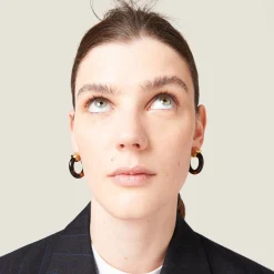 Dark Tortoiseshell Plexiglas And Metal Earrings | Miu Miu