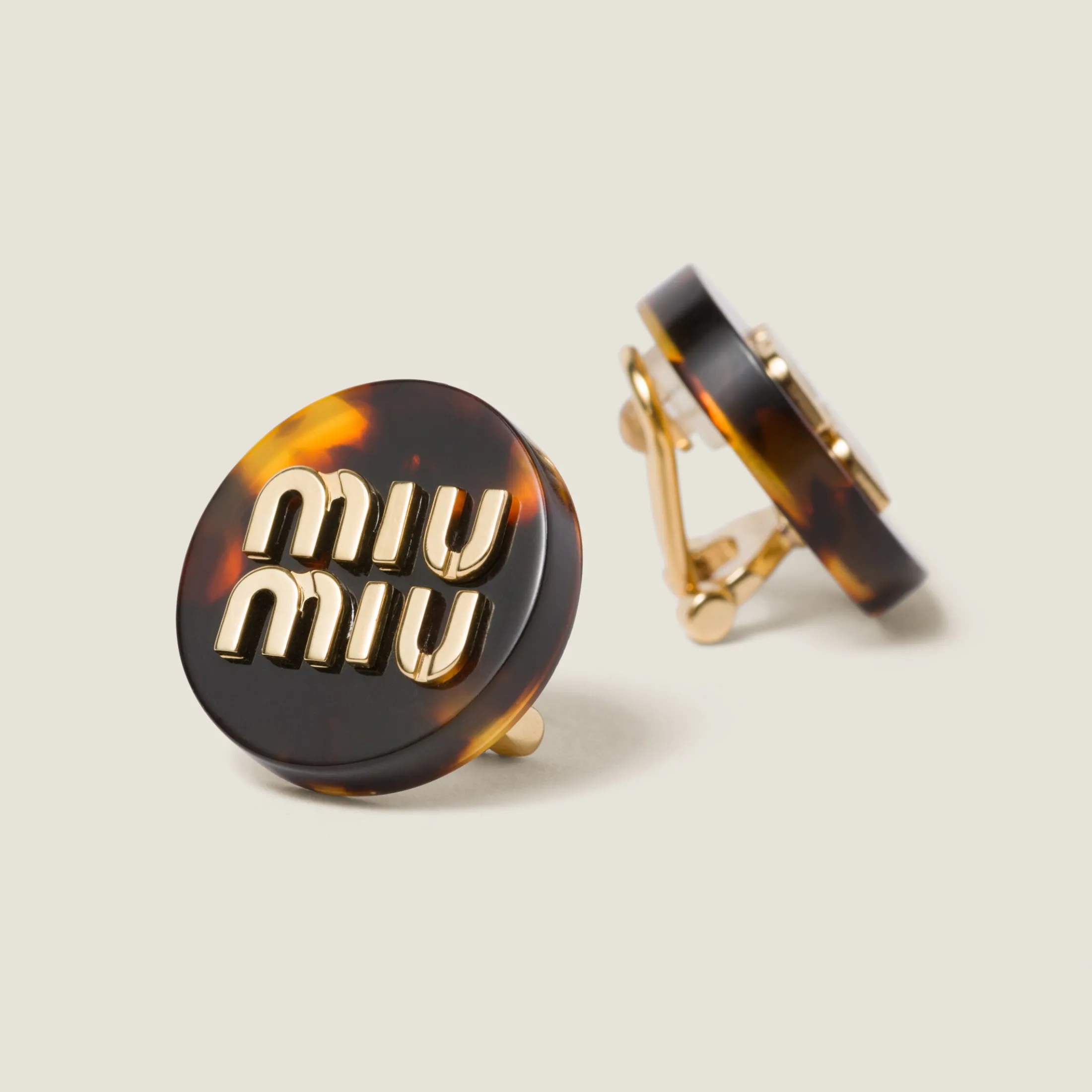 Dark Tortoiseshell Plexiglas Earrings | Miu Miu