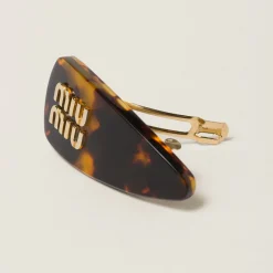 Dark Tortoiseshell Plexiglas Hair Clip | Miu Miu