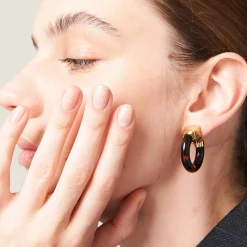 Dark Tortoiseshell Plexiglas And Metal Earrings | Miu Miu