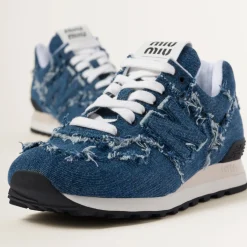 Denim New Balance 574 X Miu Miu Denim Sneakers | Miu Miu