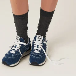 Denim New Balance 574 X Miu Miu Denim Sneakers | Miu Miu